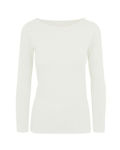 Maglia donna elasticizzata scollatura ampia Bianco Panna