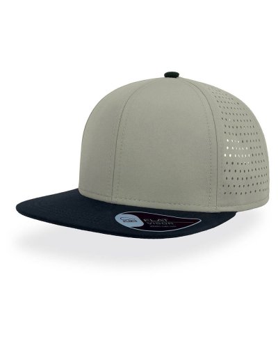 Cappellino a 6 pannelli con visiera piatta squadrata Light grey-black