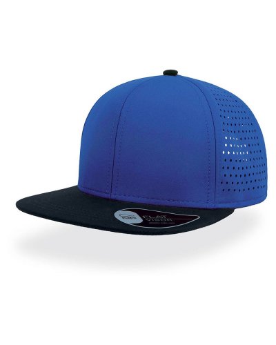 Cappellino a 6 pannelli con visiera piatta squadrata Royal / black