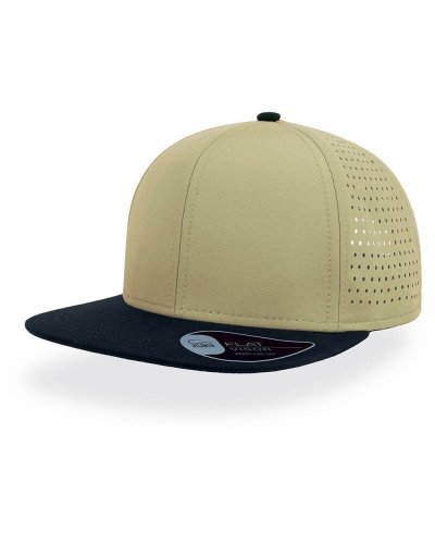 Cappellino a 6 pannelli con visiera piatta squadrata Khaki / black