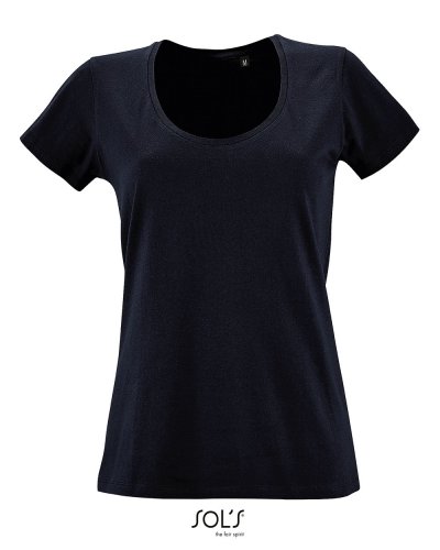 T-shirt donna ampia scollatura Metropolitan Blu Oltremare