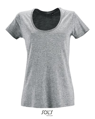T-shirt donna ampia scollatura Metropolitan Grigio Medio Melange
