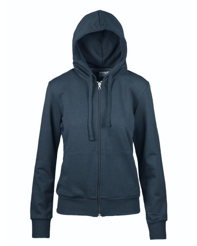 Felpa french terry donna cappuccio zip lunga Blu