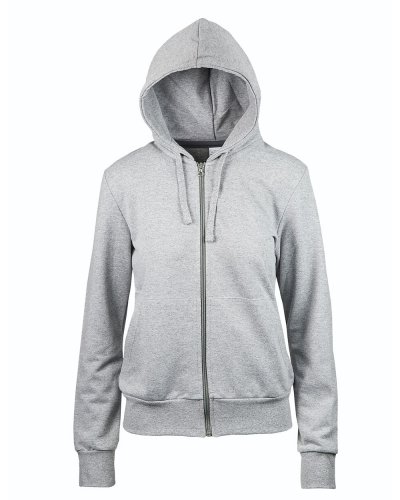 Felpa french terry donna cappuccio zip lunga Cenere