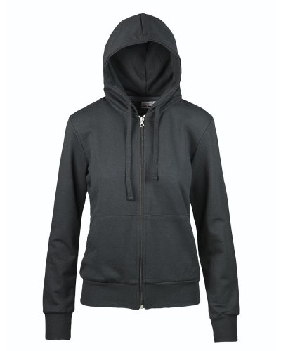 Felpa french terry donna cappuccio zip lunga Nero