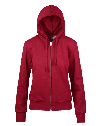 Felpa french terry donna cappuccio zip lunga Rosso Sport