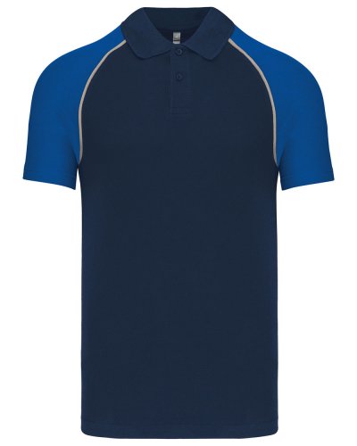 Polo piqué manica corta Baseball Navy / Royal Blue