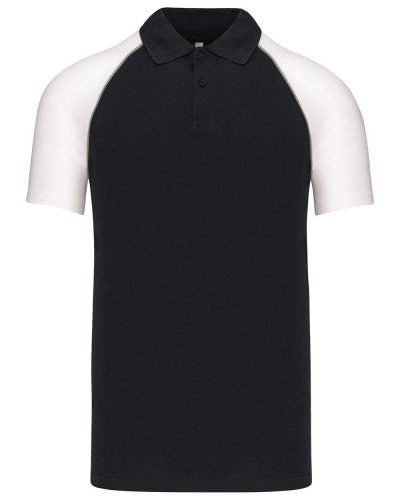 Polo piqué manica corta Baseball Black / White