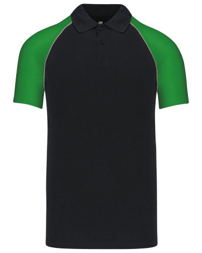 Polo piqué manica corta Baseball Black / Green