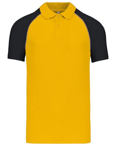 Polo piqué manica corta Baseball Yellow / Black