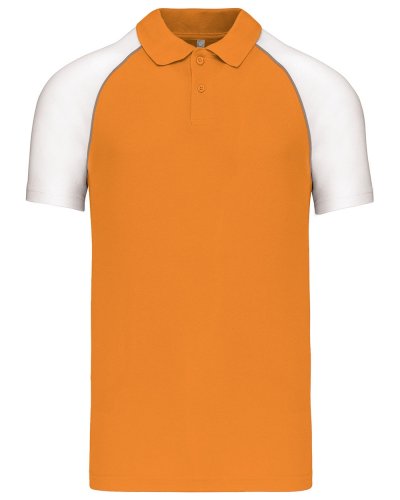 Polo piqué manica corta Baseball Orange / White