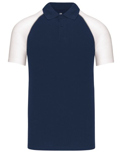 Polo piqué manica corta Baseball Navy / White