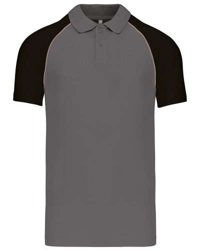 Polo piqué manica corta Baseball Slate Grey / Black