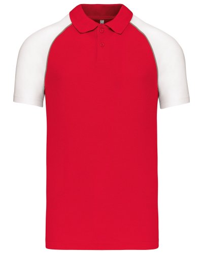 Polo piqué manica corta Baseball Red / White