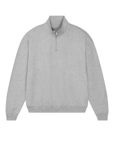 Felpa squadrata con mezza zip Miller Dry Heather Grey