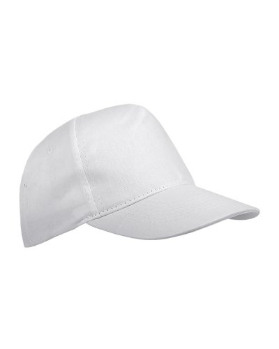 Cappellino in poliestere con 5 pannelli Bianco
