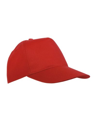 Cappellino in poliestere con 5 pannelli Rosso