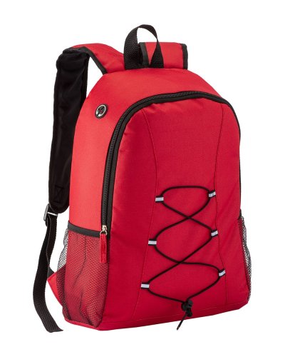 Zaino in poliestere 600d con uscita per cuffie Rosso