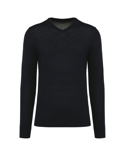 Pullover uomo Merino con scollo a V Black