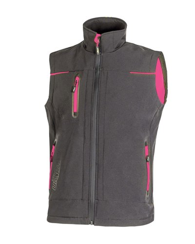 Gilet Universe Lady in softshell Black fucsia