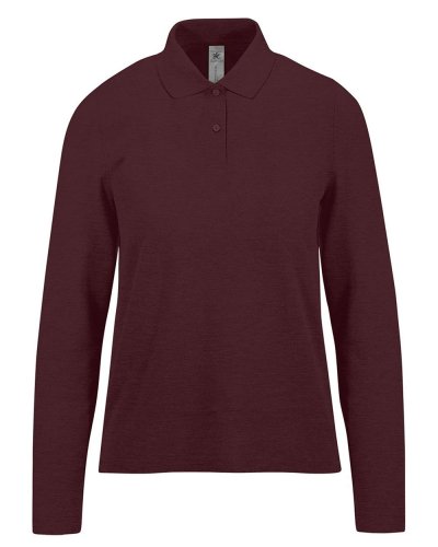 Polo donna maniche lunghe My Polo 210 - B&C Collection Heather Burgundy