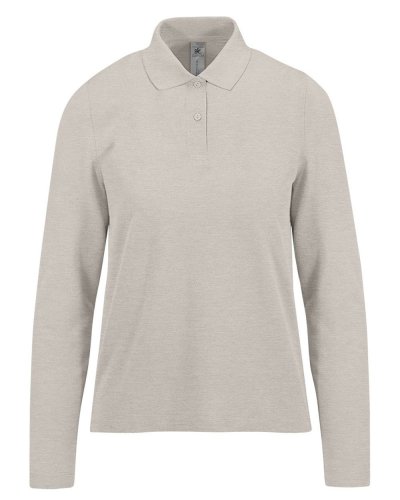 Polo donna maniche lunghe My Polo 210 - B&C Collection Heather Grey Fog