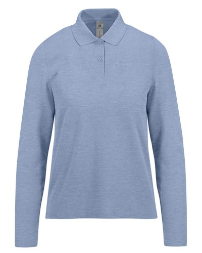 Polo donna maniche lunghe My Polo 210 - B&C Collection Heather Blue