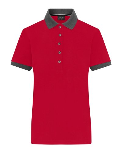 Ladies' Polo Red-melange/anthracite-melange