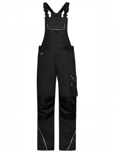 Workwear Pants With Bib - Solid Black