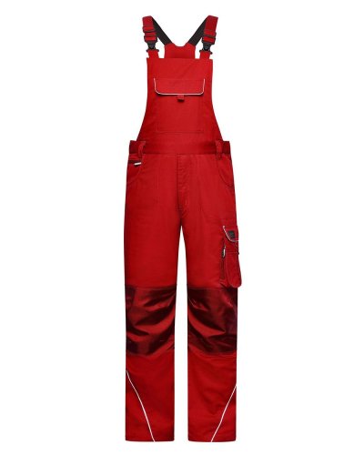 Workwear Pants With Bib - Solid Red