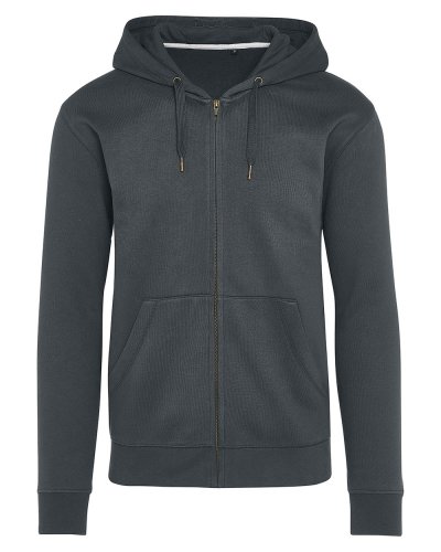 Felpa zip e cappuccio senza etichetta Signature Charcoal