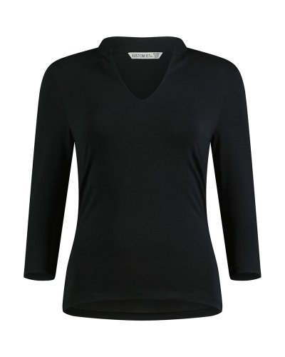 T-shirt maniche 3/4 collo alla coreana Regular Fit Black