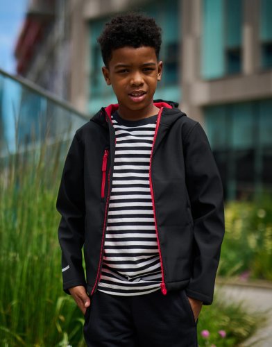 Softshell 3 strati con cappuccio Ablaze Junior Black/Classic Red