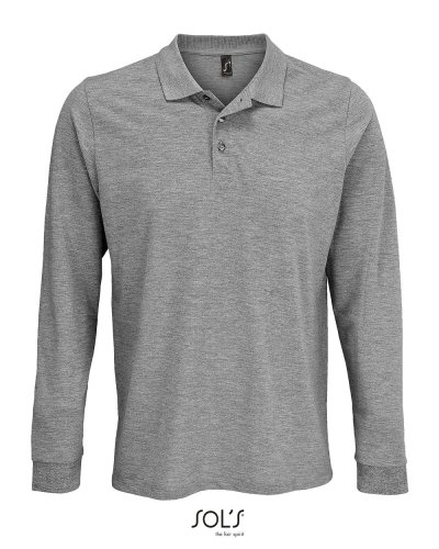 Polo unisex manica lunga Grigio Medio Melange