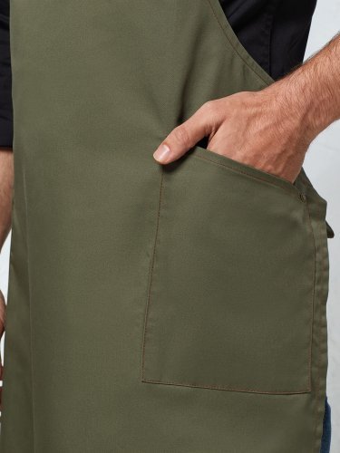 Delantal Barley Grembiule Beige con Costuras a Contraste Bolsillo con