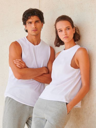 Camiseta sin mangas para hombre con cuello redondo de ajuste regular