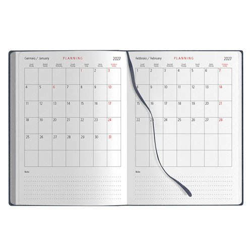 Agenda Giornaliera 15x21 Poliuretano Multilingue 2 Colori 324p