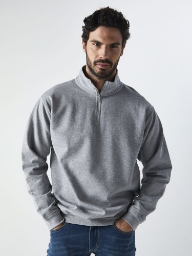 Sudadera con Media Cremallera para Hombre Hecha en Italia 80% Algodón,