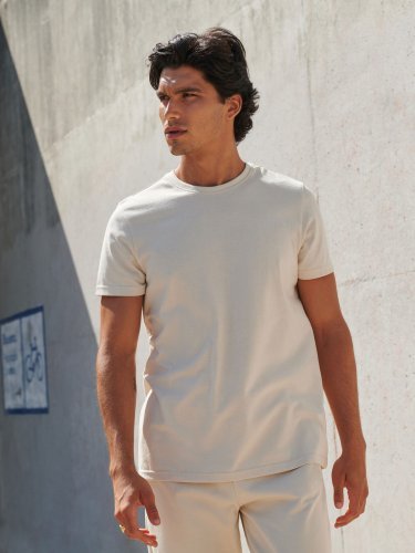 T-shirt unisex  cotone-pol. vestibilità regular spalla cadente