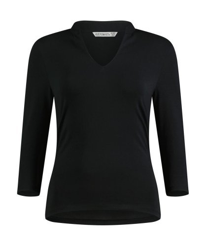Camiseta mujer cuello coreano mangas 3/4 algodón elastano