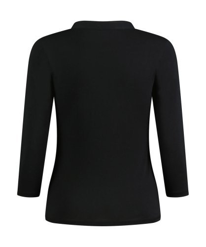 Camiseta mujer cuello coreano mangas 3/4 algodón elastano