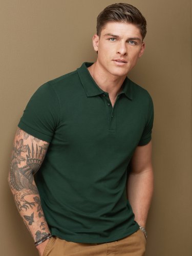 Herren Polo Clive 210g Baumwolle Elastan Piqué Tailliert