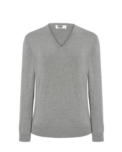 Pullover donna con scollo a V Grey Melange