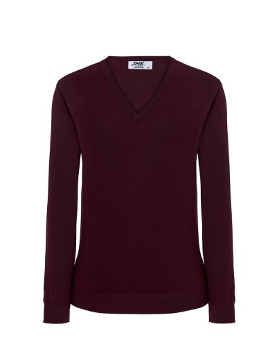 Pullover donna con scollo a V Burgundy