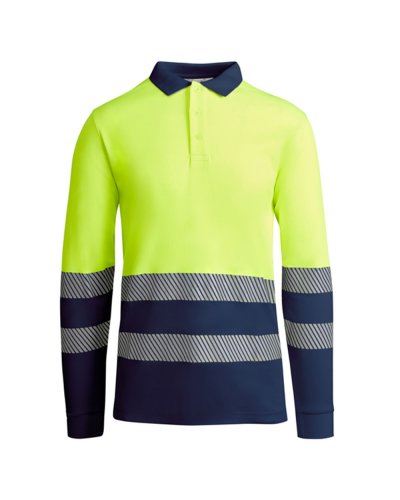 Polo alta visibilità Atrio LS Blu Navy/Giallo Fluo