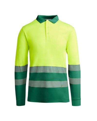 Polo alta visibilità Atrio LS Verde Giardino/Giallo Fluo