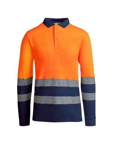 Polo alta visibilità Atrio LS Blu navy/Arancio fluo