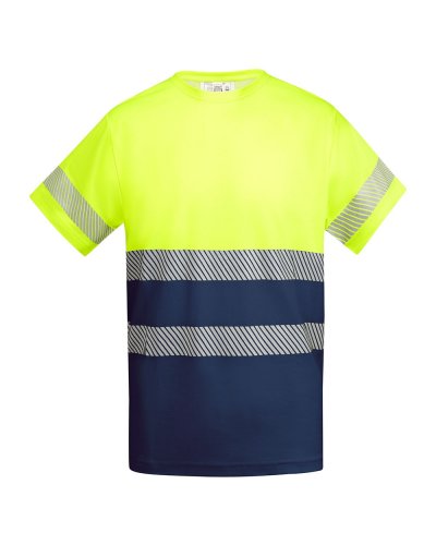 Maglietta alta visibilità Tauri Blu Navy/Giallo Fluo