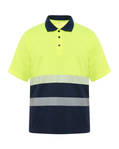 Polo alta visibilità Vega Blu Navy/Giallo Fluo