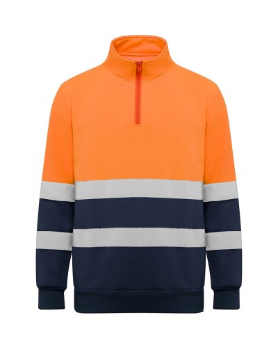 Felpa ad alta visibilità Spica Blu navy/Arancio fluo